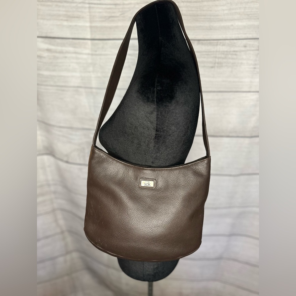 The Sak Brown Leather Shoulder Bucket Bag